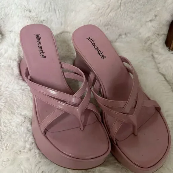 NEW Jeffrey Campbell pink Year 3000platform wedges sandals 9.5